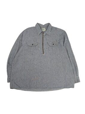 Vintage Key Hickory Striped 1/2 Zip Work Shirt XL